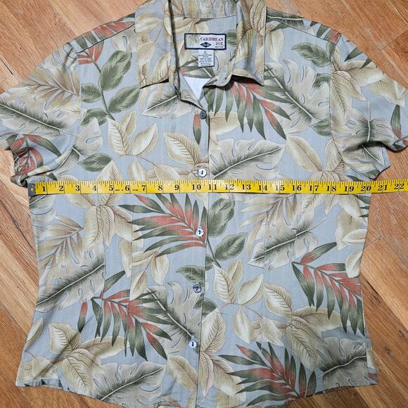 Caribbean Joe Petite L Floral Rayon Luau Shirt Tropical Beach Resort - Picture 5 of 8